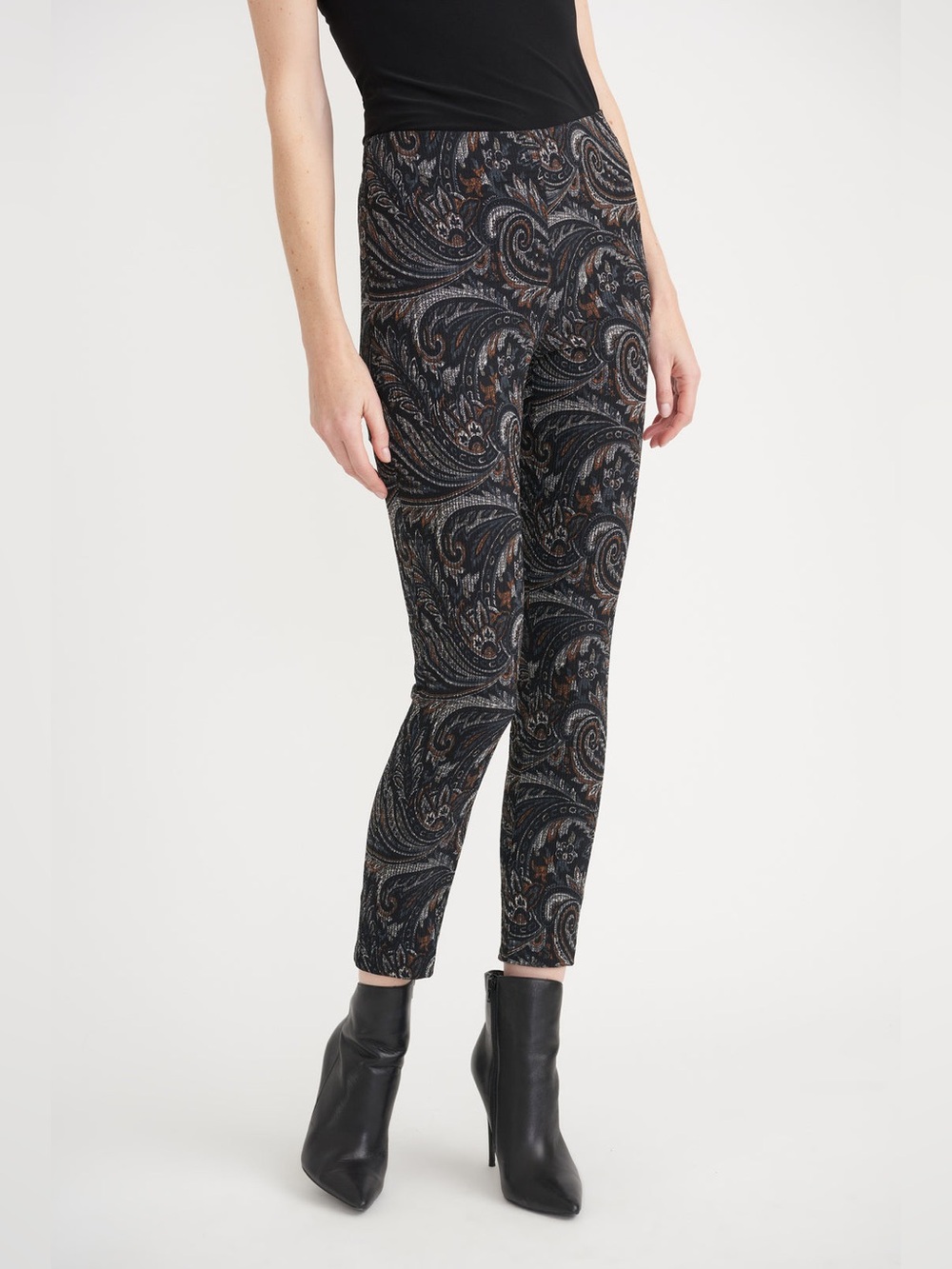 Joseph Ribkoff Paisley Floral Print High Rise Pants Leggings 8
